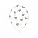 Balon lateksowy Crystal Clear 30 cm - Srebrne Serduszka