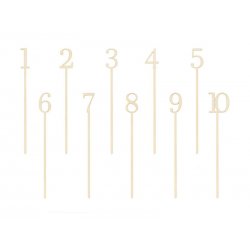 Zestaw drewnianych topperów z cyframi / Numerki na stół - 25 cm