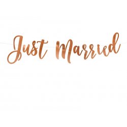 Banner "Just Married" - Różowe Złoto - 20 x 77 cm