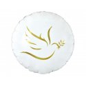 Balon foliowy ze złotym gołąbkiem - Na Chrzest lub Komunię Świętą - 45 cm