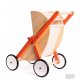 Drewniany wózek spacerówka dla lalek - Bajo 74230 - pomarańczowy