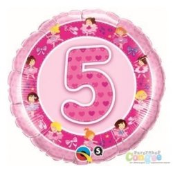 Balon Piątka - Różwy Balon z Helem na Piąte Urodziny 19”