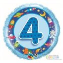 Balon Czwórka - Niebieski Balon z Helem na 4 Urodziny Chłopca