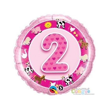 Balon urodzinowy z helem - różowa Dwójka