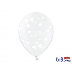 Balon lateksowy 30cm, Wiwat Młoda Para!, Crystal Clear