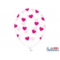 Balon lateksowy Crystal Clear 30 cm - Ciemnoróżowe Serduszka