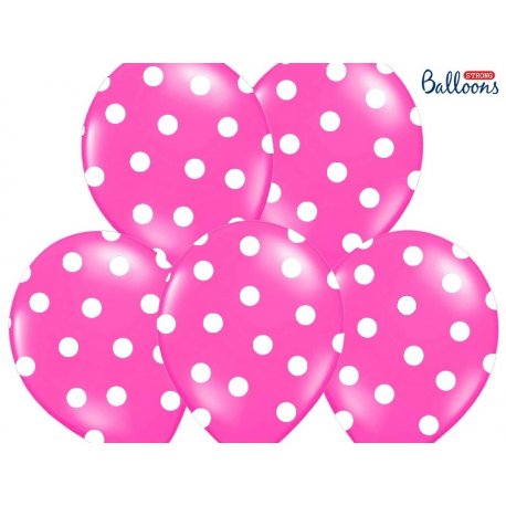 Balon lateksowy 30 cm - Kropki pastel hot pink