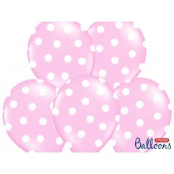 Balon lateksowy 30 cm - Kropki pastel baby pink