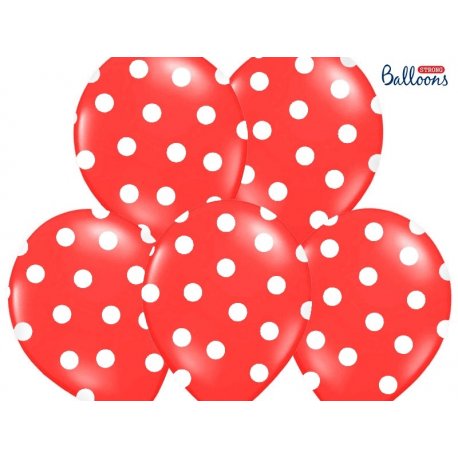 Balon lateksowy 30 cm - Kropki pastel poppy red