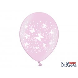 Balon lateksowy 30cm - Motylki, Metalic candy pink