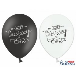 Balon lateksowy 30cm - Happy Birthday, Pastel
