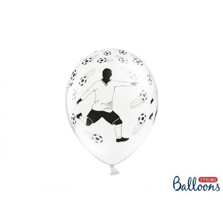 Balon lateksowy 30cm - Piłkarz i piłki, Pastel White