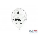 Balon lateksowy 30cm - Piłkarz i piłki, Pastel White