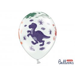 Balon lateksowy 30cm - Dinozaury, Pastel White
