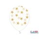 Balon lateksowy Crystal Clear 30 cm -Złote gwiazdki