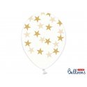 Balon lateksowy Crystal Clear 30 cm - Złote gwiazdki