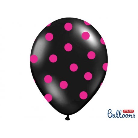 Balon lateksowy 30 cm - Kropki pastel black