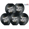 Balon lateksowy 30cm - Happy new year, Pastel Black