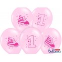 Balon 30 cm Trampek na 1 urodziny - lateksowy, różowy