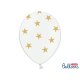 Balon lateksowy 30 cm - Złote gwiazdki, pastel pure white