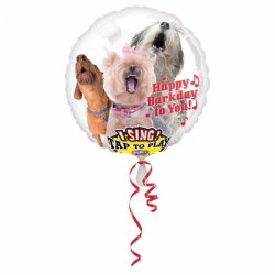 Balon Foliowy PSY grający - Happy Birthday "hał hał"