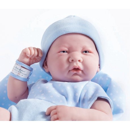 Lalka La Newborn, chłopczyk w niebieskim ubranku z kocykiem
