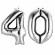 Balony Dekoracje na 40 urodziny - Srebrne Cyfry 4 i 0 - 88cm