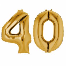 Balony 40 złote - 88 cm wysokie - dekoracje na 40-te urodziny