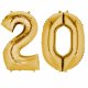 Balony 20 złote - 88 cm wysokie - dekoracje na 20-te urodziny