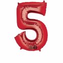 Balon Foliowy Cyfra 5 Czerwona 58 cm x 86 cm - na urodziny