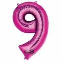 Balon Foliowy Cyfra 9 Różowa 63x86 cm - na urodziny