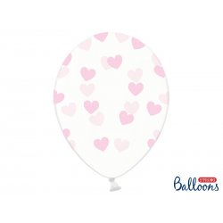 Balon lateksowy Crystal Clear 30 cm - Jasnoróżowe Serduszka