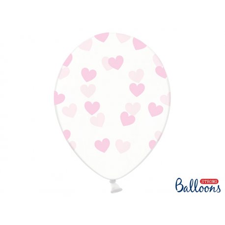 Balon lateksowy Crystal Clear 30 cm - Jasnoróżowe Serduszka