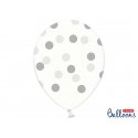 Balon lateksowy Crystal Clear 30 cm - Srebrne kropki