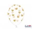 Balon lateksowy Crystal Clear 30 cm - Złote Serduszka