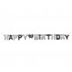 Baner Urodzinowy Glitz Happy Birthday 127 cm - srebrno czarny