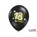 18 & Crazy czarne Balony na 18 stke - 30cm