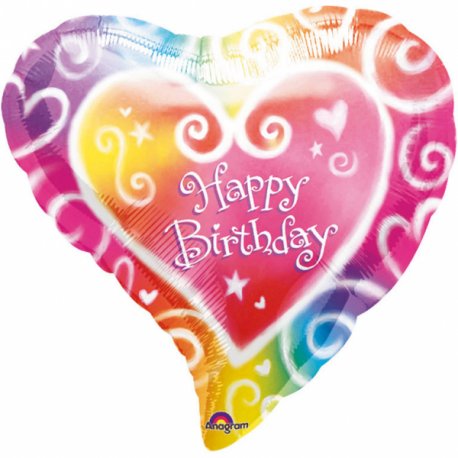 Balon foliowy SERCE z napisem Happy Birthday