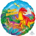 Balon foliowy "Prehistoric Party" z napisem Happy Birthday