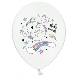 Balon lateksowy 30 cm - Jednorożec Unicorn Pastel Pure White