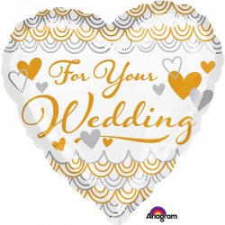 Balon foliowy ślubny 17" z napisem "For your wedding"