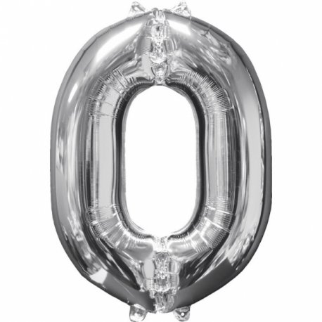 Balon cyfra 0 srebrna - 66 cm