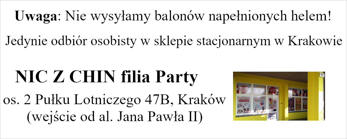 NIC Z CHIN filia Party - Odbiór balonów z helem w Krakowie, os. 2 Pułku Lotniczego 47B, Kraków