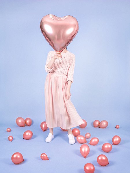 Balon w kształcie serca - 61 cm - różowe złoto
