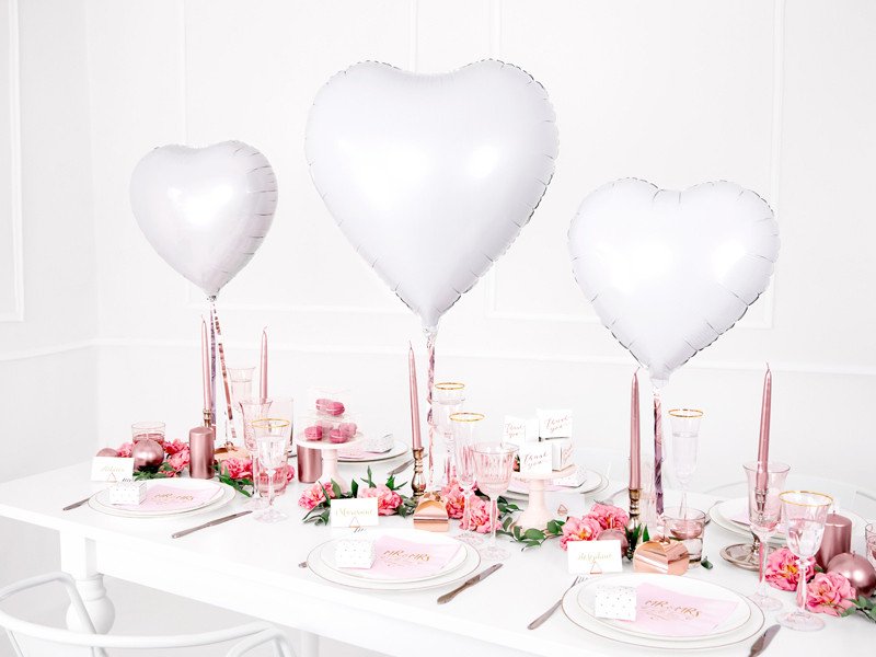 Duży biały balon w kształcie serca, idealny na przyjęcie weselne - 61 cm średnicy