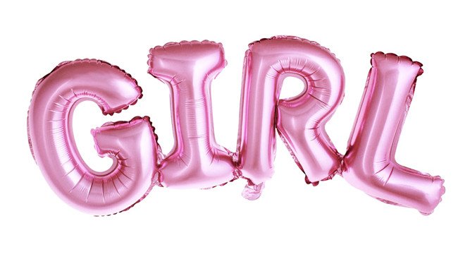 Balon foliowy - napis GIRL (Dziewczynka) - różowy, metalizowany