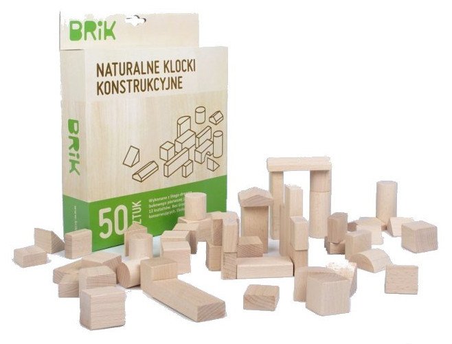 Klocki drewniane naturalne - Ekologiczne - 50 sztuk - Brik