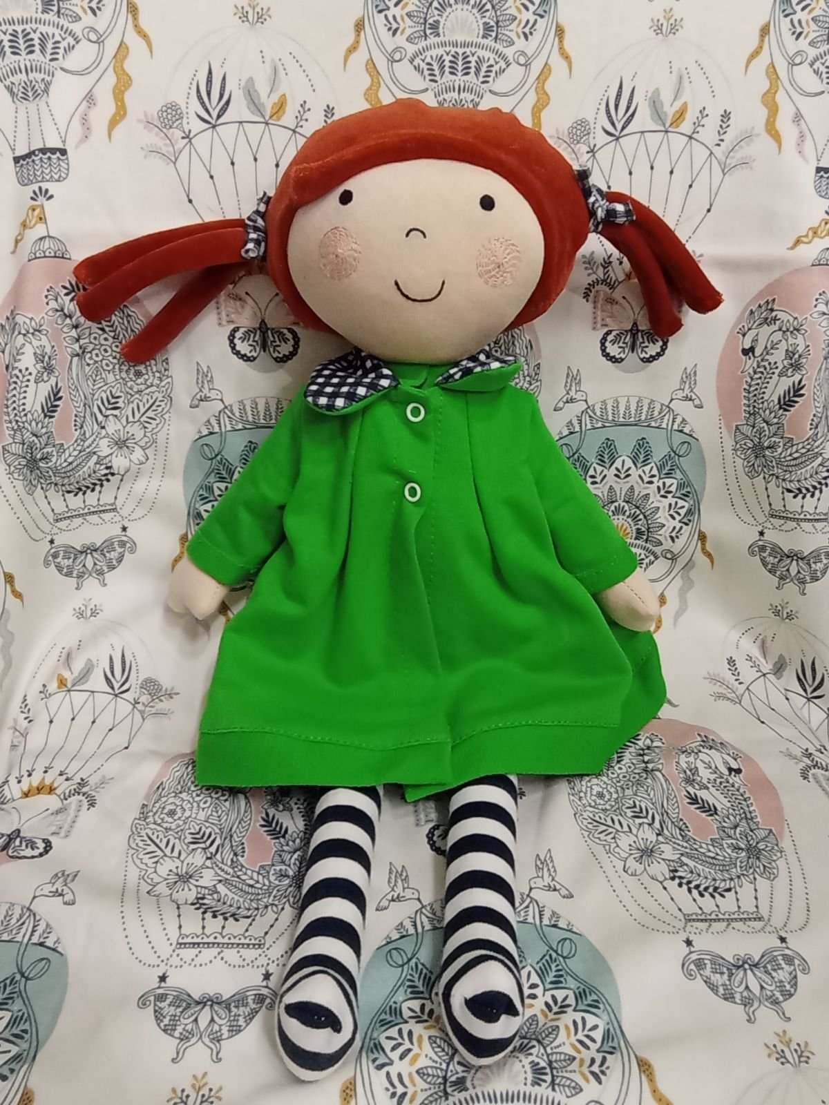 Szmaciana lalka Helenka w sukience i płaszczyku, polska, 40 cm