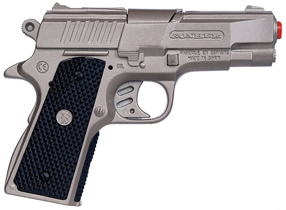 Gonher 46/0 - Pistolet policyjny na kapiszony, metalowy, srebrny