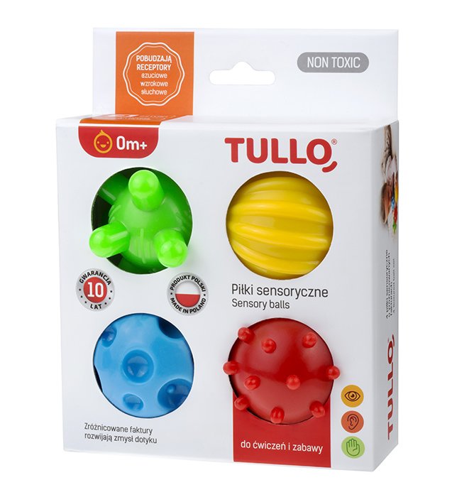 Piłki sensoryczne dla niemowląt, Tullo 459, 4 sztuki piłeczek